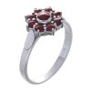 Silver ring with czech garnet, rhodium plated - flower                                              