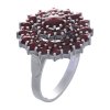Silver ring with czech garnet, rhodium plated - flower                                              