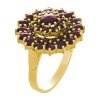 Silver ring with czech garnet, gold plated - flower                                                 