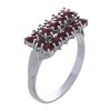 Silver ring with czech garnet, rhodium plated - rectangle                                           