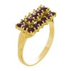 Silver ring with czech garnet, gold plated - rectangle                                              