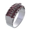 Silver ring with czech garnet, rhodium plated - rectangle                                           