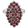 Silver ring with czech garnet, rhodium plated - oval                                                