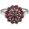 Silver ring with czech garnet, rhodium plated - flower                                              