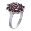 Silver ring with czech garnet, rhodium plated - oval                                                