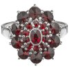 Silver ring with czech garnet, rhodium plated - oval                                                