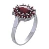 Silver ring with czech garnet, rhodium plated - oval                                                