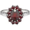 Silver ring with czech garnet, rhodium plated - oval                                                