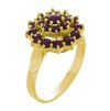 Silver ring with czech garnet, gold plated - flower                                                 