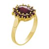 Silver ring with czech garnet, gold plated - oval                                                   