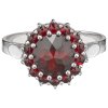 Silver ring with czech garnet, rhodium plated - circle                                              