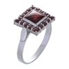 Silver ring with czech garnet, rhodium plated - square                                              