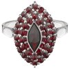 Silver ring with czech garnet, rhodium plated - oval                                                