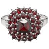 Silver ring with czech garnet, rhodium plated - square                                              