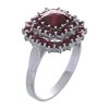 Silver ring with czech garnet, rhodium plated - square                                              