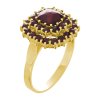 Silver ring with czech garnet, gold plated - square                                                 