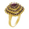 Silver ring with czech garnet, gold plated - square                                                 