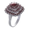 Silver ring with czech garnet, rhodium plated - square                                              