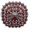 Silver ring with czech garnet, rhodium plated - square                                              