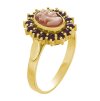 Silver ring with czech garnet and cameo, gold plated - oval                                         
