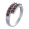 Silver ring with czech garnet, rhodium plated - line                                                