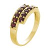 Silver ring with czech garnet, gold plated - line                                                   