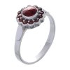 Silver ring with czech garnet, rhodium plated - flower                                              