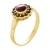 Silver ring with czech garnet, gold plated - flower                                                 