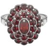 Silver ring with czech garnet, rhodium plated - oval                                                