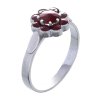 Silver ring with czech garnet, rhodium plated - flower                                              
