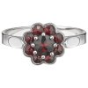 Silver ring with czech garnet, rhodium plated - flower                                              