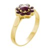 Silver ring with czech garnet, gold plated - flower                                                 