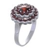 Silver ring with czech garnet, rhodium plated - flower                                              