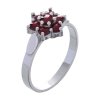 Silver ring with czech garnet, rhodium plated - flower                                              