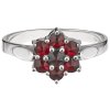 Silver ring with czech garnet, rhodium plated - flower                                              