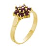 Silver ring with czech garnet, gold plated - flower                                                 