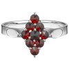 Silver ring with czech garnet, rhodium plated - tip                                                 