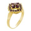 Silver ring with czech garnet, gold plated - square                                                 