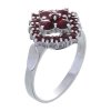 Silver ring with czech garnet, rhodium plated - square                                              