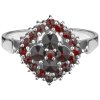 Silver ring with czech garnet, rhodium plated - square                                              