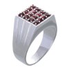 Silver ring with czech garnet, rhodium plated - square                                              