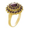 Silver ring with czech garnet, gold plated - flower                                                 