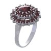 Silver ring with czech garnet, rhodium plated - flower                                              