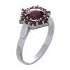 Silver ring with czech garnet, rhodium plated - flower                                              