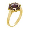 Silver ring with czech garnet, gold plated - flower                                                 