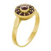 Silver ring with czech garnet, gold plated - circle                                                 
