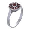 Silver ring with czech garnet, rhodium plated - circle                                              