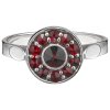 Silver ring with czech garnet, rhodium plated - circle                                              
