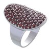 Silver ring with czech garnet, rhodium plated - oval                                                