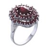 Silver ring with czech garnet, rhodium plated - oval                                                